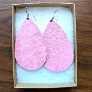 Nickel & Suede Pink Taffeta Teardrop Earrings